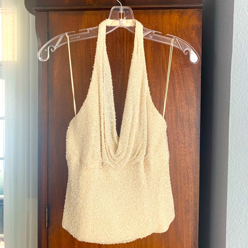 Carmen Marc Valvo collection sequin top.